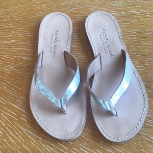 Nicole Vacari metallic leather flip flop sandals